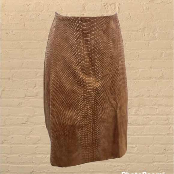 GENUINE SNAKE SKIN DESIGNER TAN SKIRT 10 - Picture 2 of 4